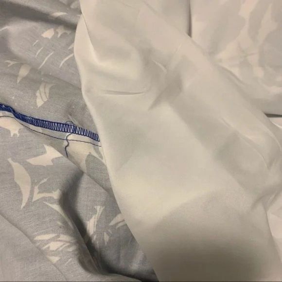 Jones New York Blue White Abstract Floral Print Midi Knit Pull Over Dress Size 8 - Picture 8 of 12